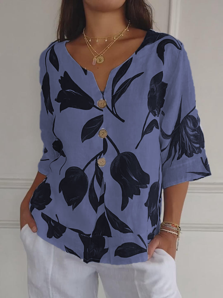 Levoire | T-Shirt En Jersey Imprimé À Décolleté En V Gris