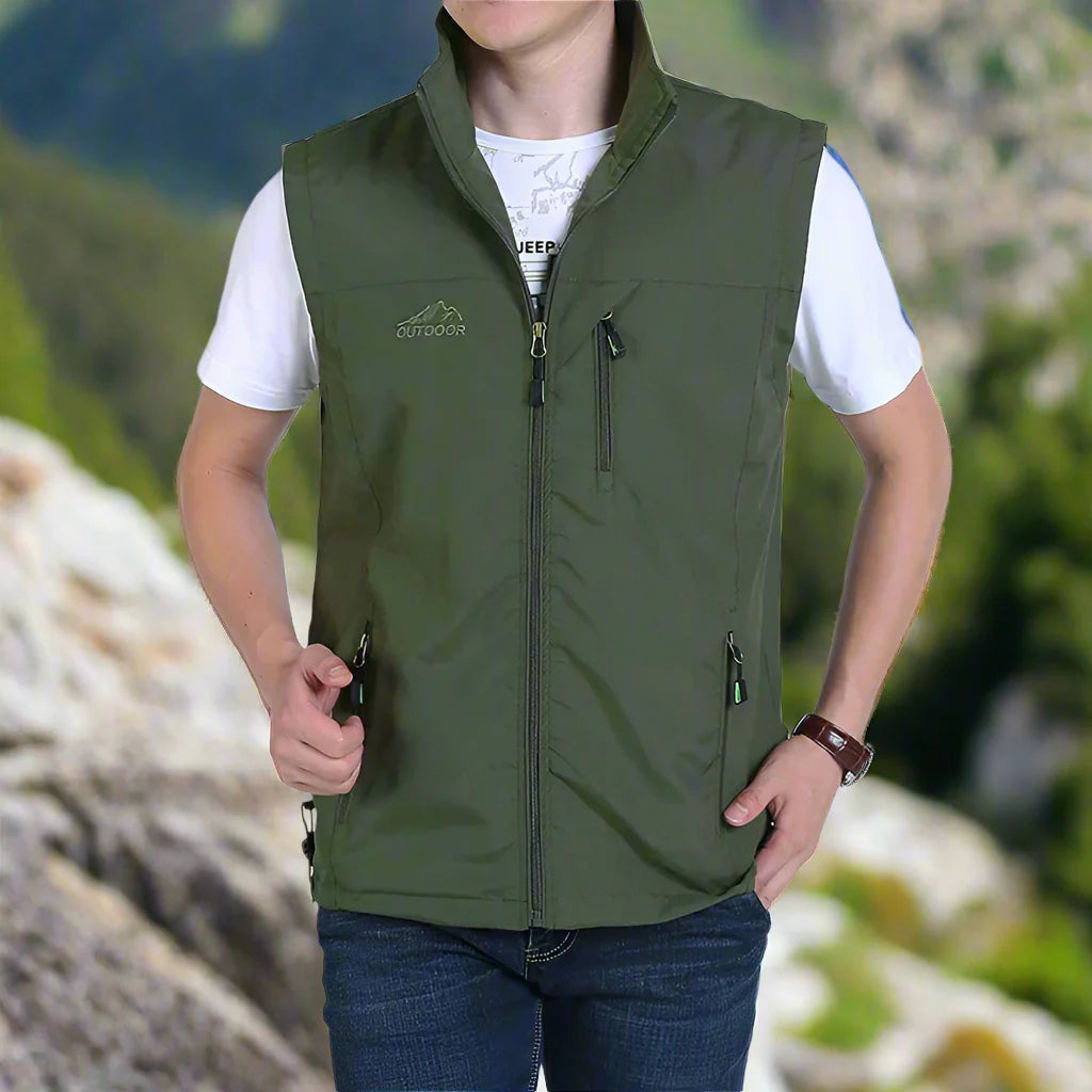 Levoire | Gilet Multifonction Léger Avec Poches Pour Hommes Vert olive