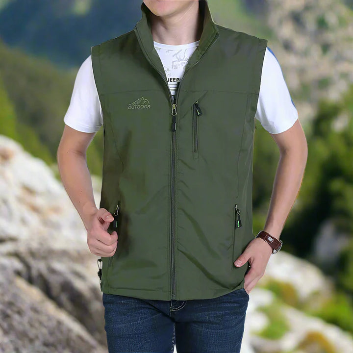 Levoire | Gilet Multifonction Léger Avec Poches Pour Hommes Vert olive