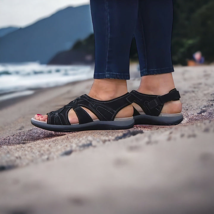 Levoire | Sandale D'Été Confortable Avec Orteils Ouverts Pour Femmes Noir