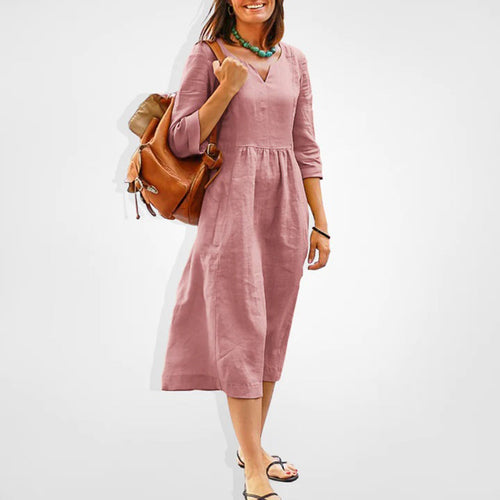 Levoire | Robe Midi Rose, Léger, Tissu Respirant, Style Polyvalent