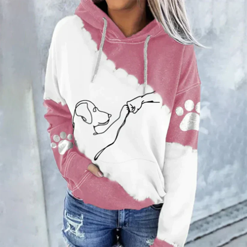 Levoire | Sweat À Capuche Tendance Avec Imprimé Chien Rosa