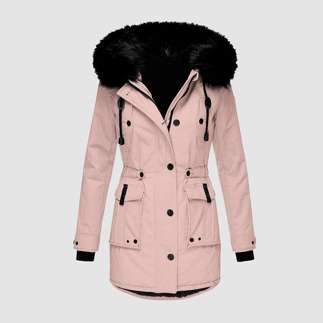 Levoire - Veste d'hiver imperméable avec capuche pour femmes Rosa