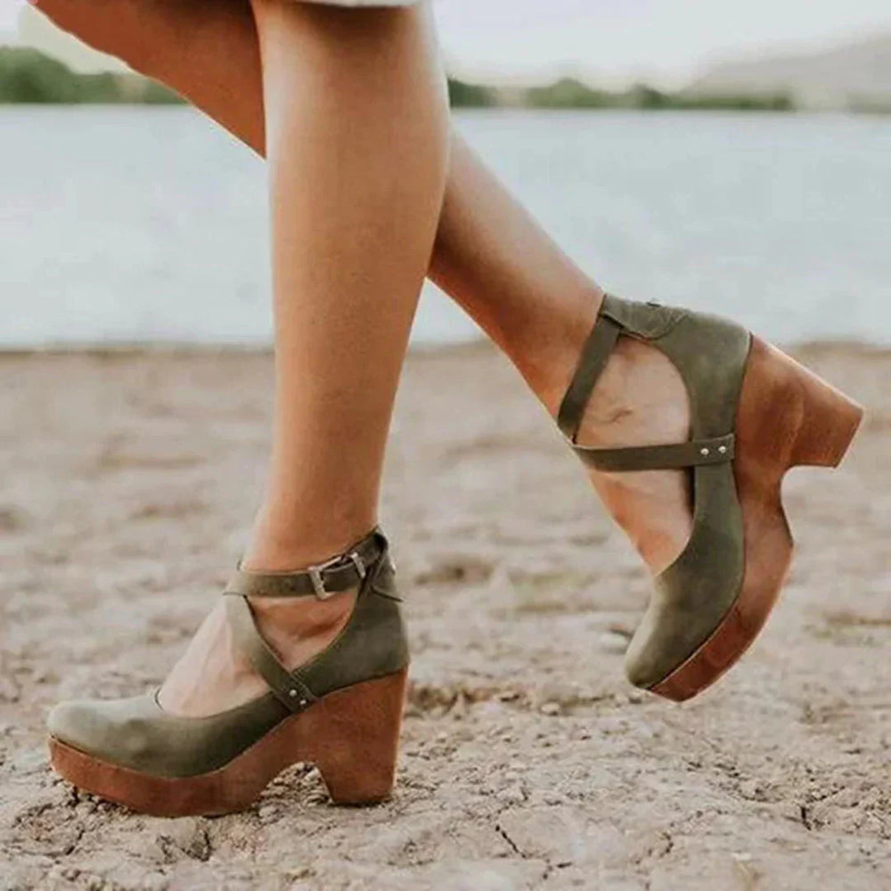 Levoire | Band De Cheville À Talons Compensés Chaussures Pour Femmes