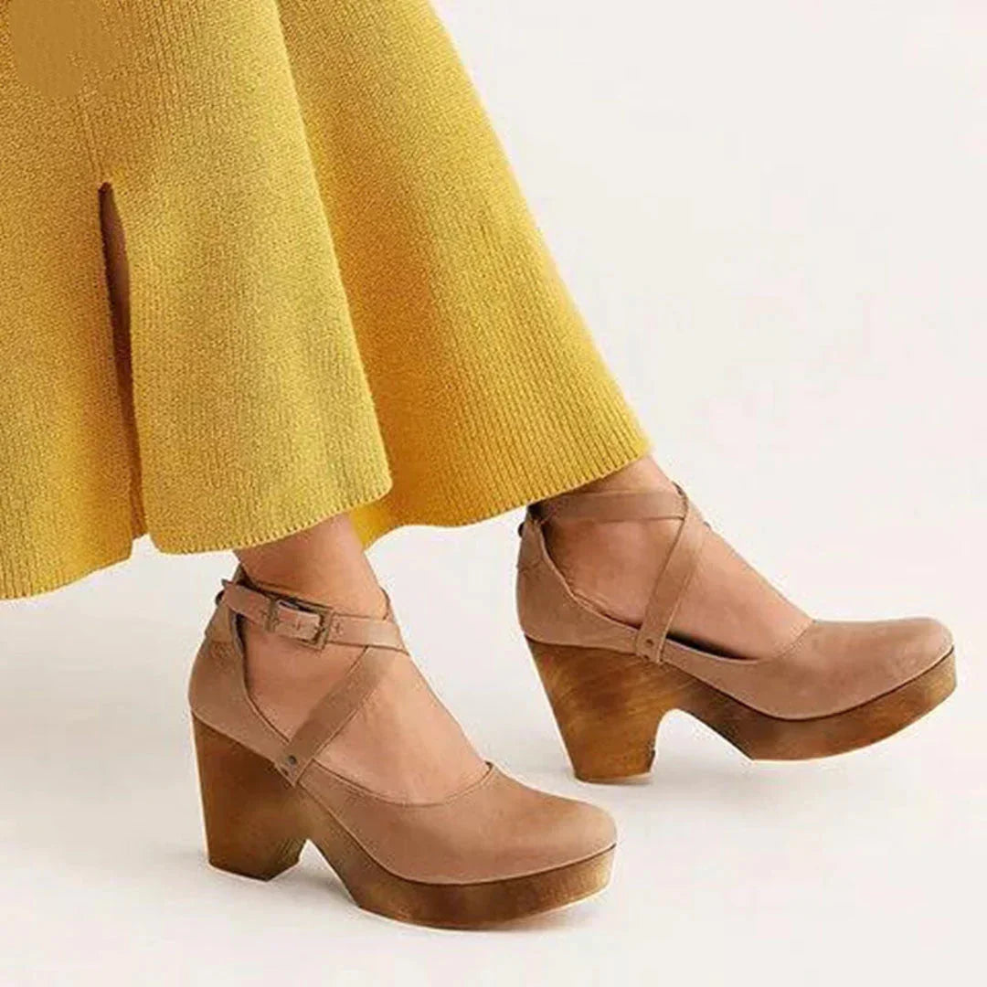 Levoire | Band De Cheville À Talons Compensés Chaussures Pour Femmes Khaki