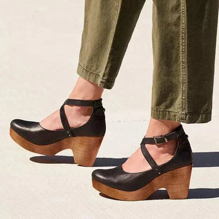 Levoire | Band De Cheville À Talons Compensés Chaussures Pour Femmes Noir