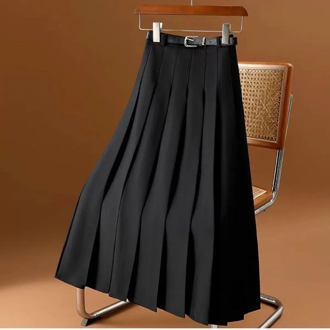 Levoire | Ceinture Taille Haute Jupe Longue Jupe Plissée Noir