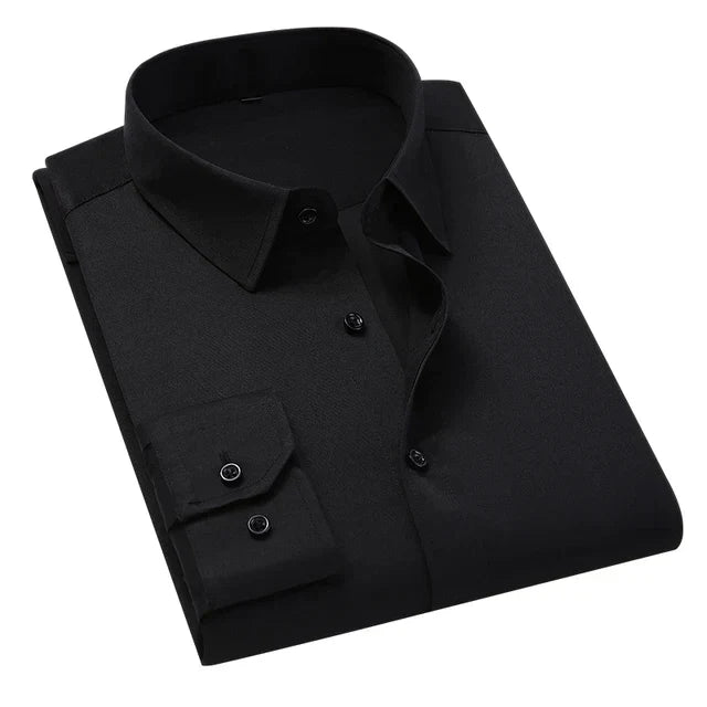 Levoire | Chemise Formelle À Manches Longues Pour Hommes Avec Poche Noir