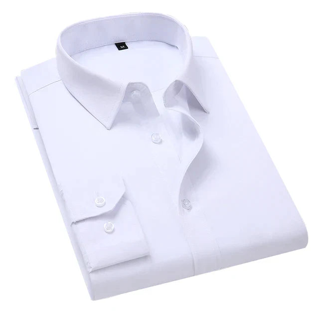 Levoire | Chemise Formelle À Manches Longues Pour Hommes Avec Poche Blanc