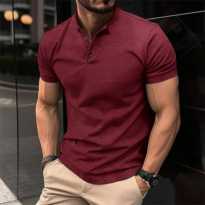 Levoire | Polo Shirt, Manches Courtes, Boutons, T-Shirt, Vêtements Pour Hommes Bordeaux