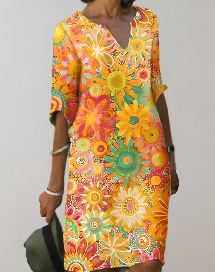 Levoire | Robe D'Été Imprimé Floral Légère Polyester Jaune
