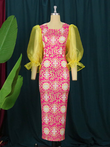 Levoire | Puffihihnat Vintage Druck Spaghetti Strap Dress
