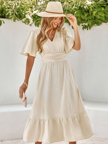 Levoire | Belle Robe Maxi Boho À Manches Courtes
