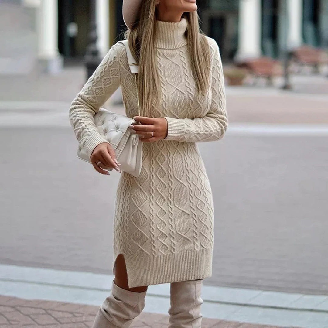 Levoire | Élégant Robe Bodycon à Manches Longues Beige