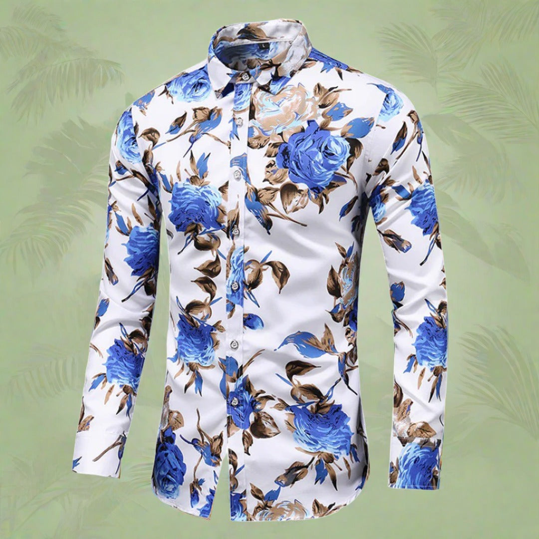 Levoire | Chemise Élégante À Motif Floral Bleue