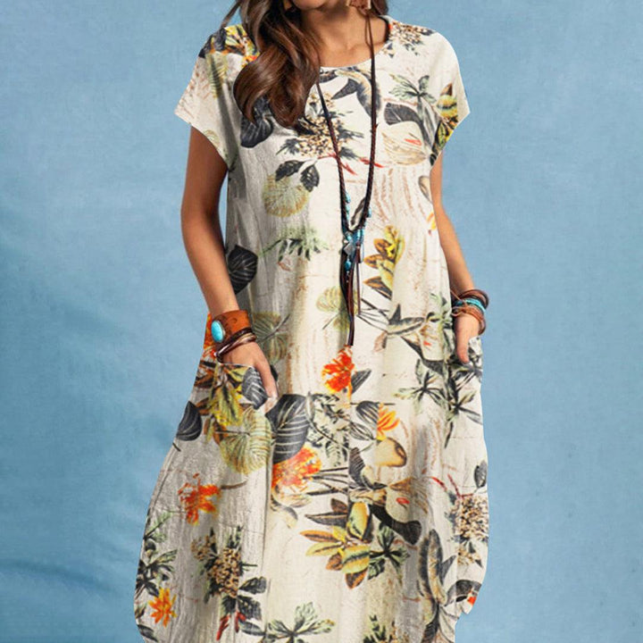 Levoire | Robe À Fleurs Avec Poches Pour Femmes Jaune