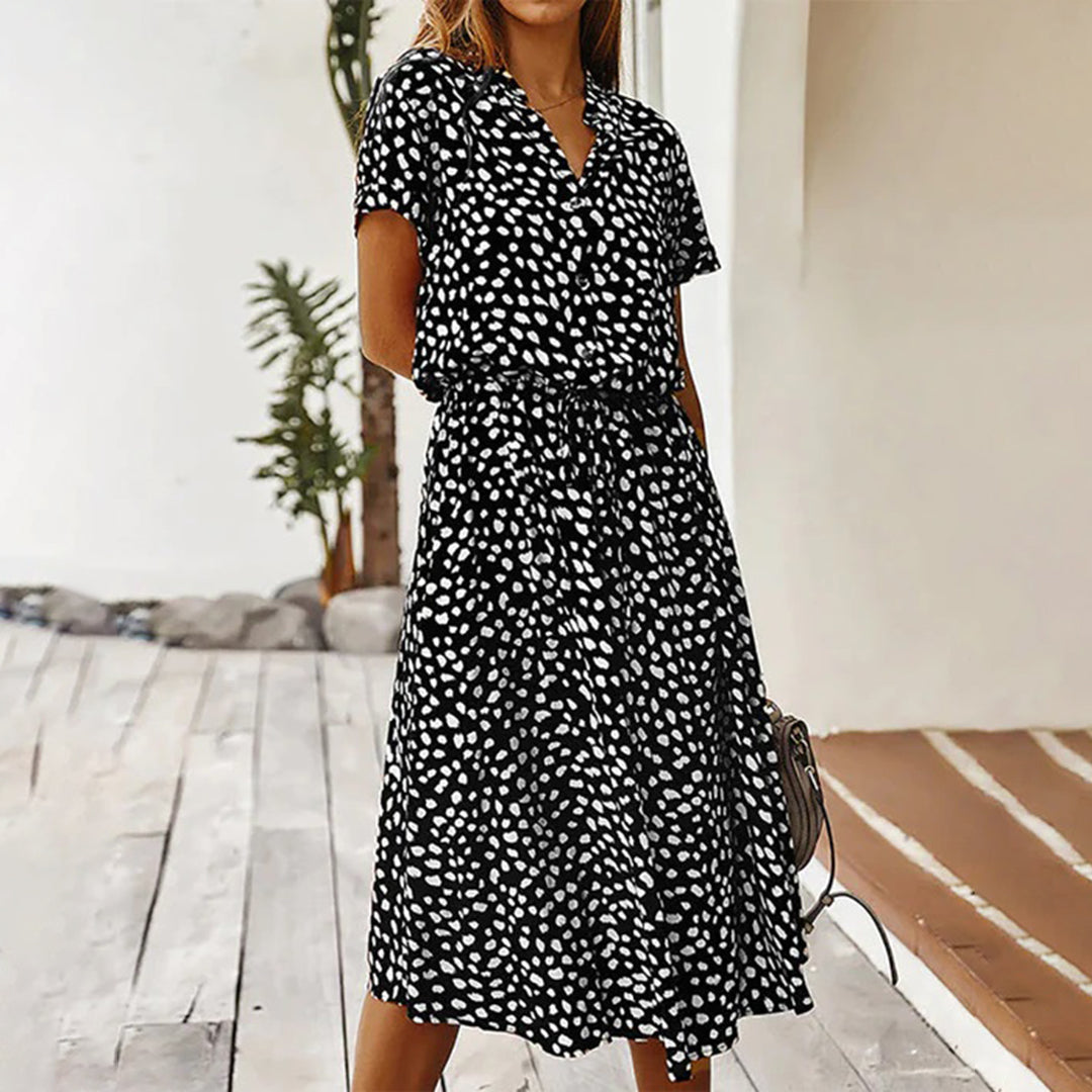 Levoire | Robe Avec Décolleté En V Imprimé Noir