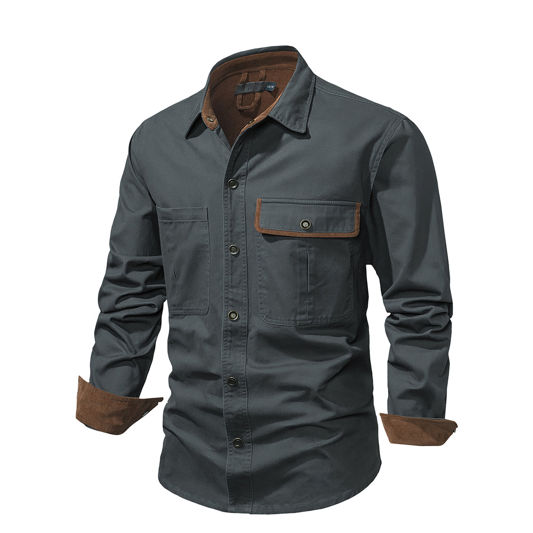 Levoire | Renta Chemise À Manches Longues Avec Boutons Et Poches Gris