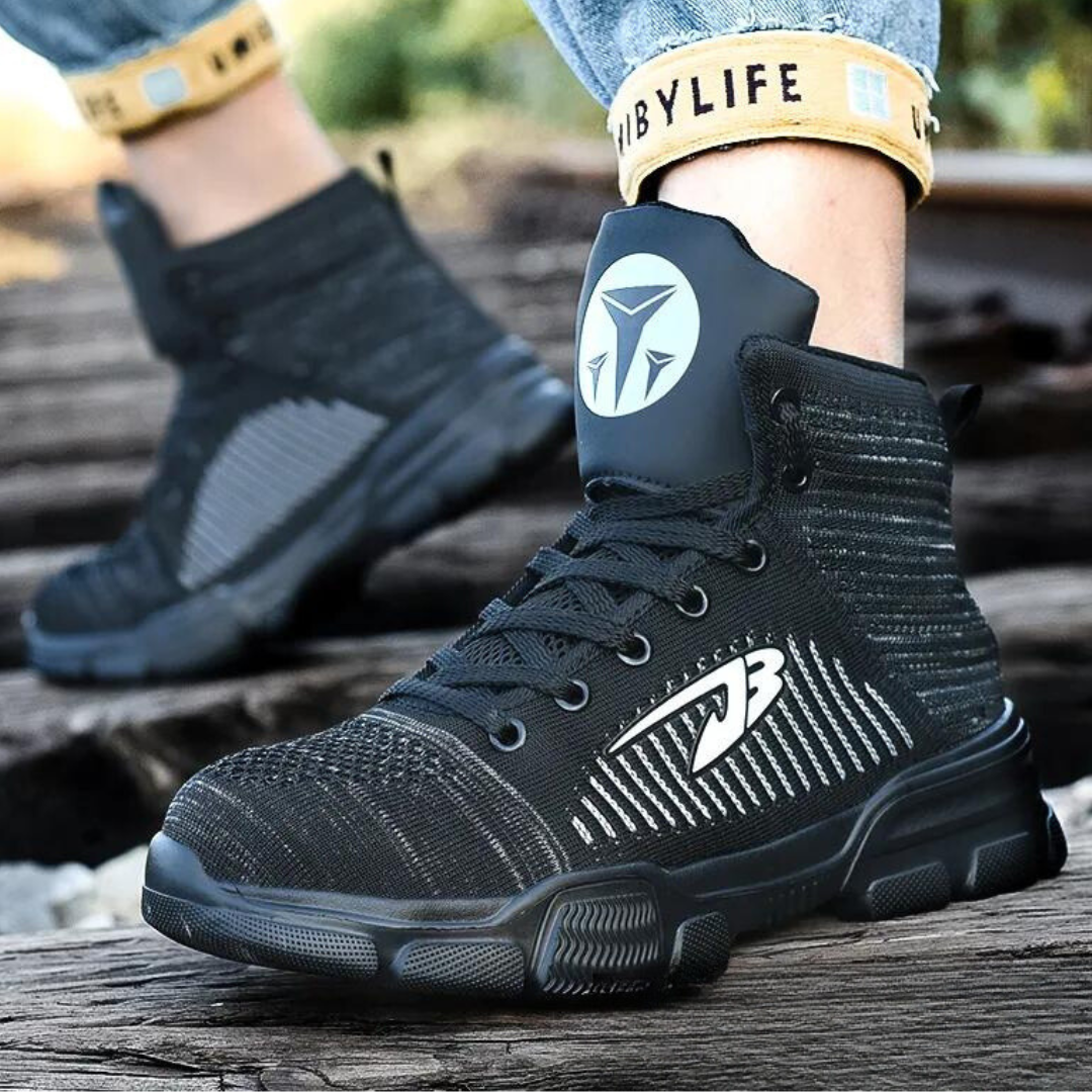 Levoire | Chaussures De Travail Respirantes Hautes Avec Détails Tricotés Pour Hommes Gris