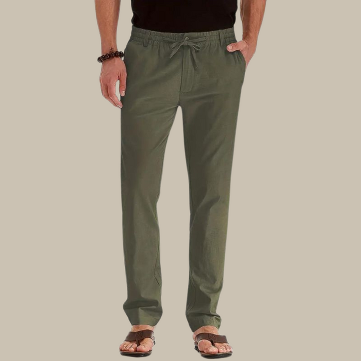 Levoire | Pantalons D'Été Décontractés Avec Une Taille Élastique vert olive