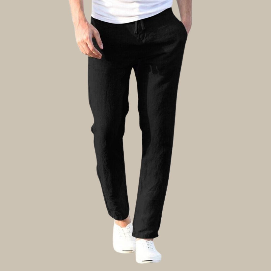 Levoire | Pantalons En Lin Pour Hommes Au Look Détendu noir