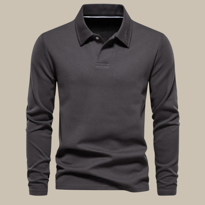 Levoire | Polo Long À Manches Longues Élégant Pour Hommes gris foncé