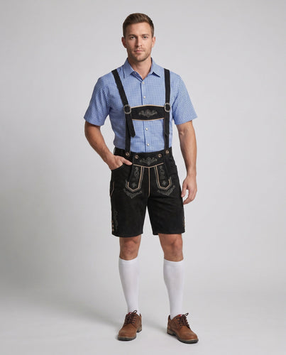 Pantalon en cuir traditionnel pour hommes avec détails ornés à la main Avriane