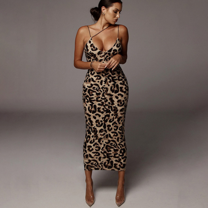 Levoire | Robe sexy avec des bretelles et un décolleté en V Braun (Brevity avant vente)