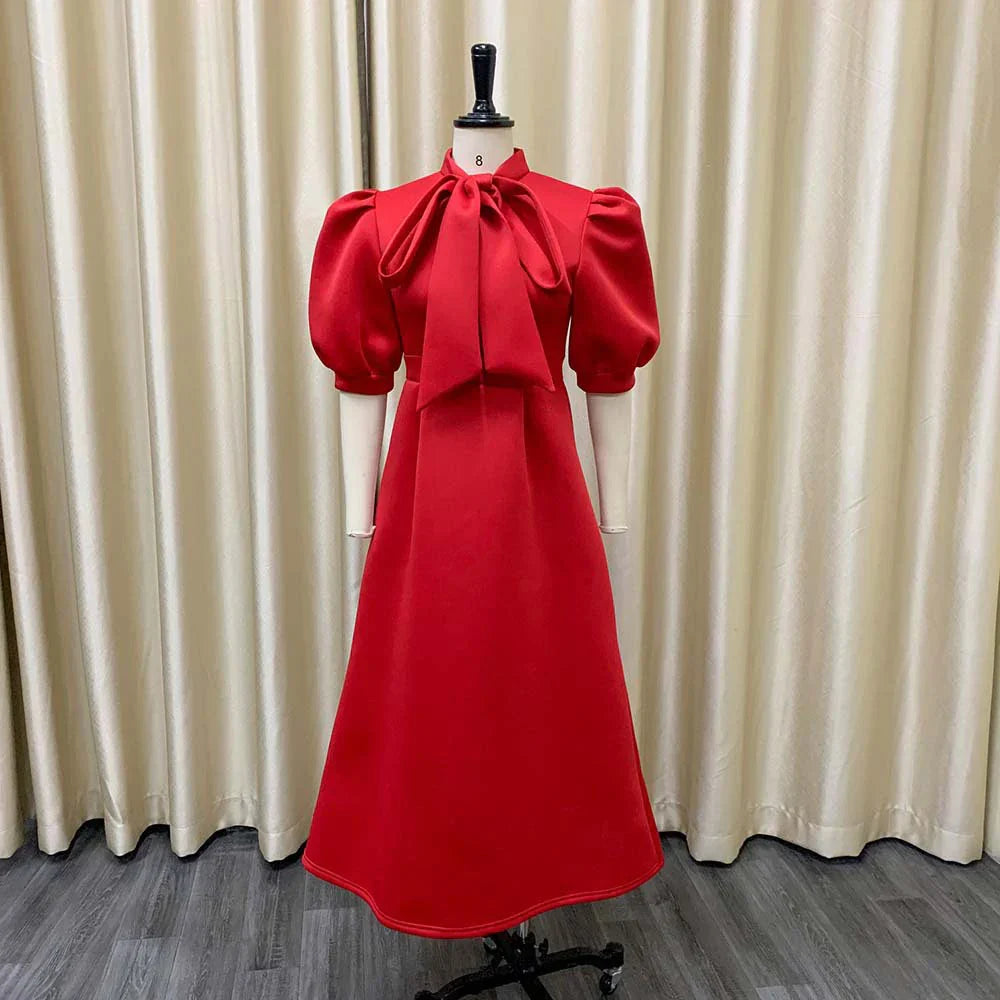 Levoire | Col Côté Bouffant Manches Courtes Robes Longues Rot