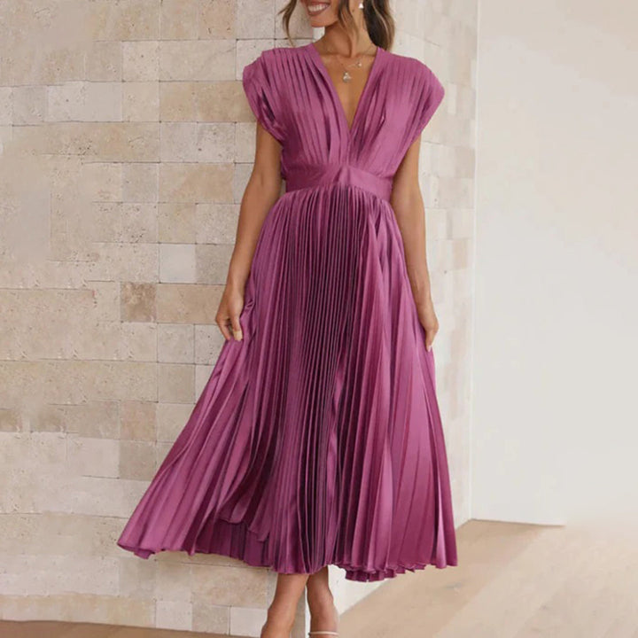 Levoire | Élégante Robe Maxi Plissée Électrique