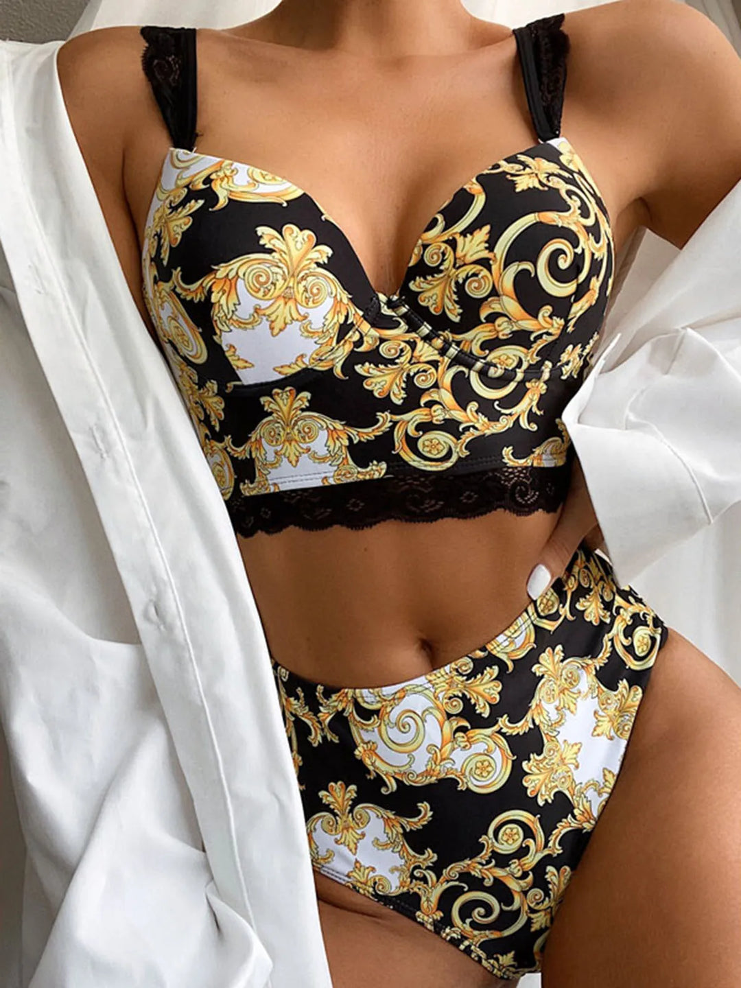 Levoire | Maillot de bain élégant avec imprimé Noir