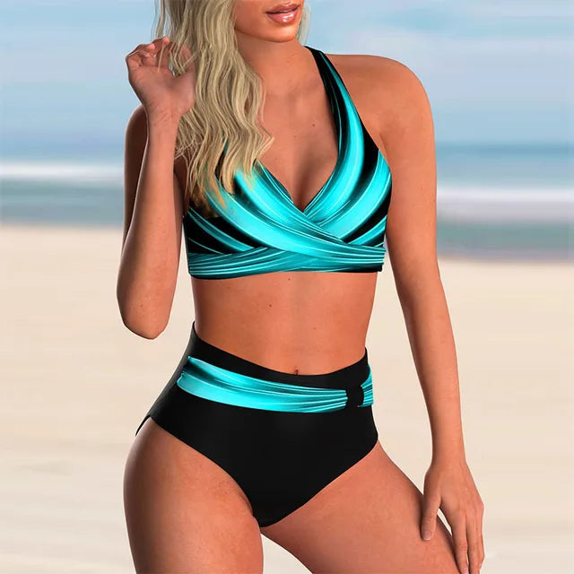 Levoire | Push Up Halter Bikini Set Avec Taille Haute Pour Femmes