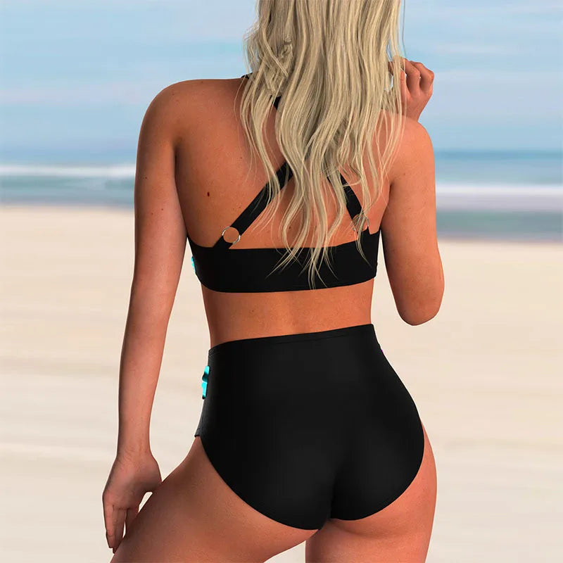 Levoire | Push Up Halter Bikini Set Avec Taille Haute Pour Femmes