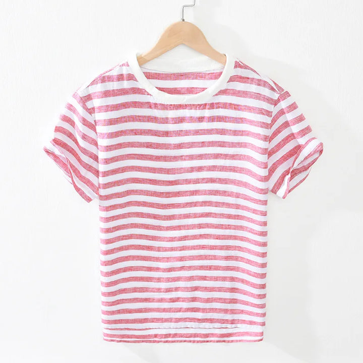 Levoire | Chemise En Lin Raye Decontracte Hommes