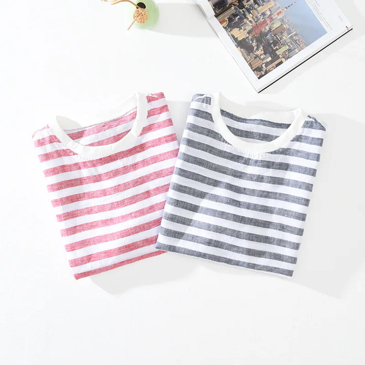 Levoire | Chemise En Lin Raye Decontracte Hommes