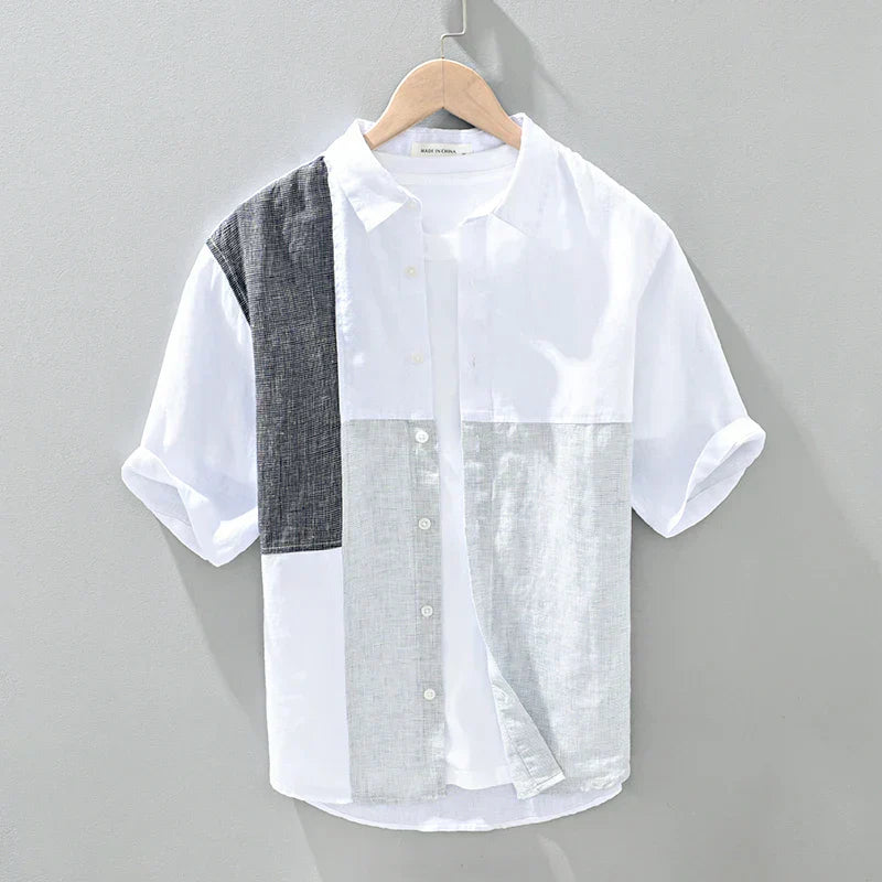 Levoire | Chemise En Lin Patched Hommes Blanc