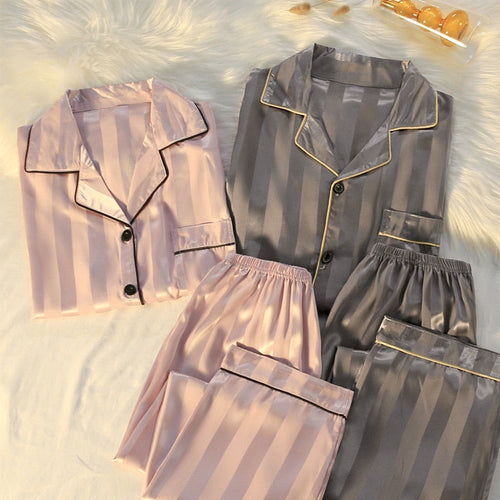 Levoire | Pyjama En Satin À Manches Longues Pour Hommes Et Femmes