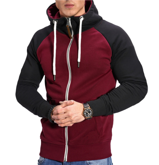 Levoire | Hoodie Confortable Zippé Manches Rouge - Noir