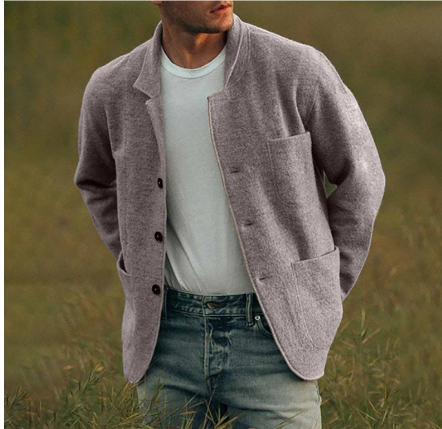 Levoire | Cardigan Décontracté En Tricot Avec Boutons Grau