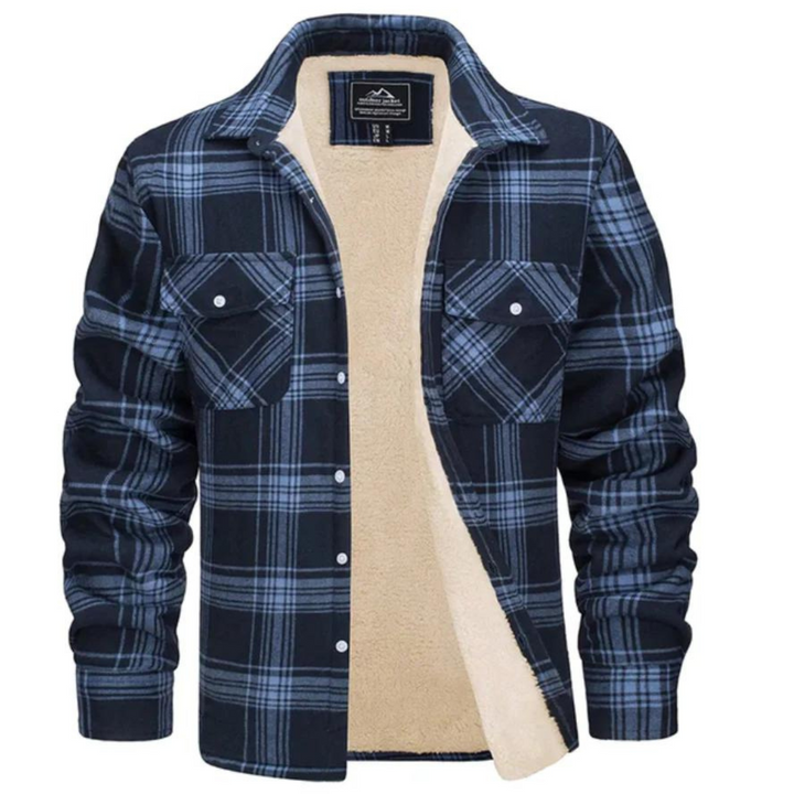 Levoire | Gilet À Carreaux Chaud Avec Boutons Bleu-Gris