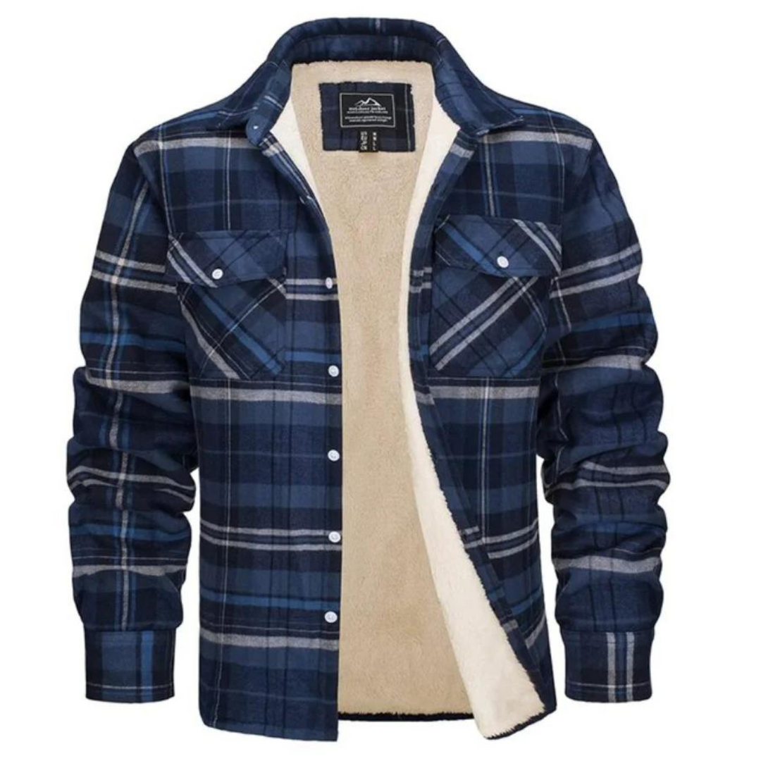 Levoire | Gilet À Carreaux Chaud Avec Boutons Bleu marine