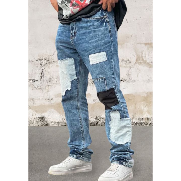 Levoire | Jeans En Denim À Patch Droit Pour Hommes 40 Bleu
