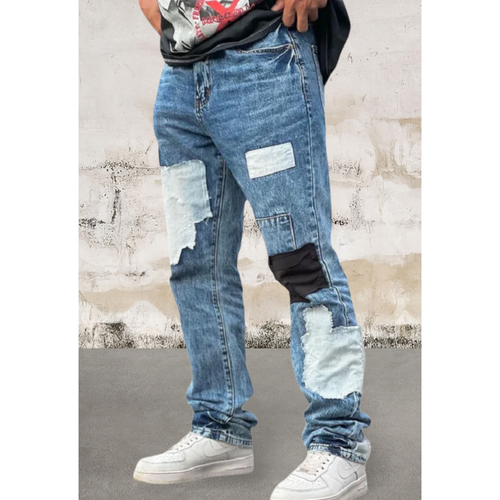 Levoire | Jeans En Denim À Patch Droit Pour Hommes