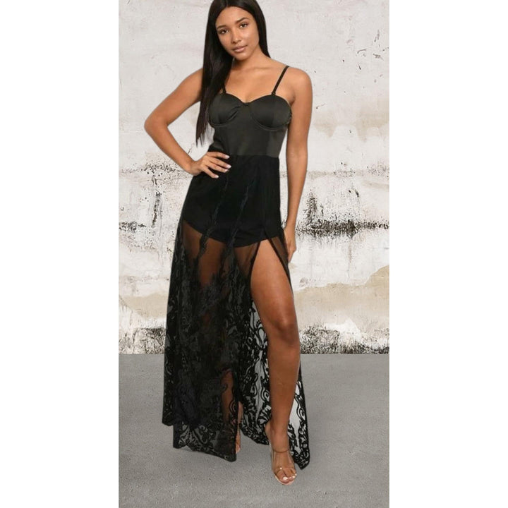 Levoire | Robe Maxi Sans Manches En Dentelle Noir