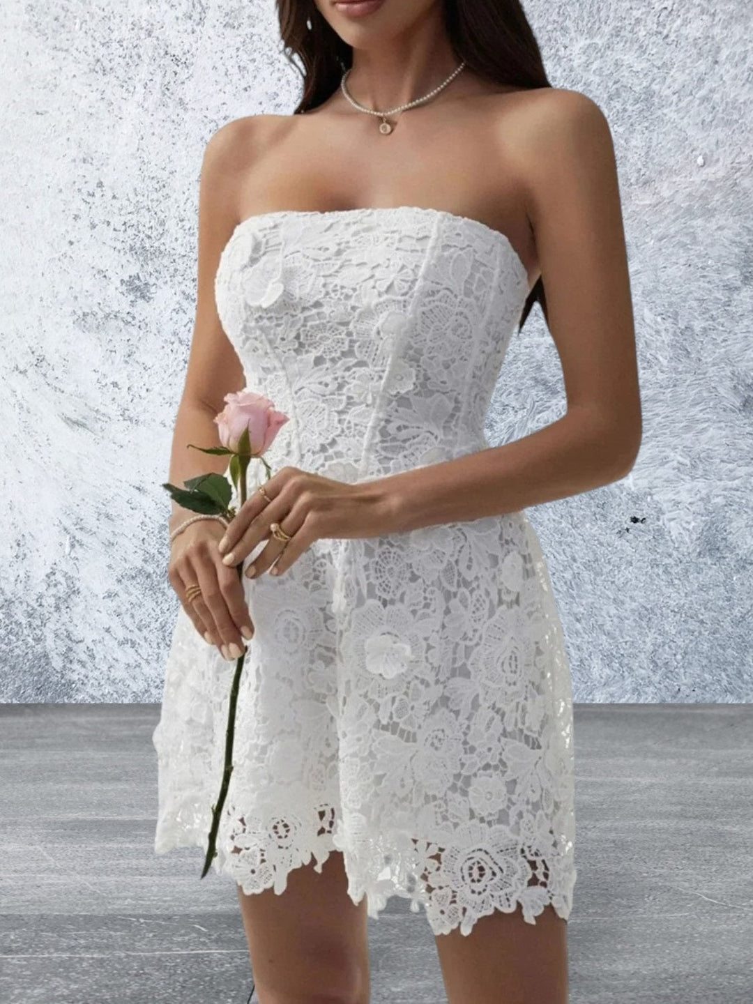 Levoire | Sans Manches Devine Laçage Tube Dentelle Mini Robe