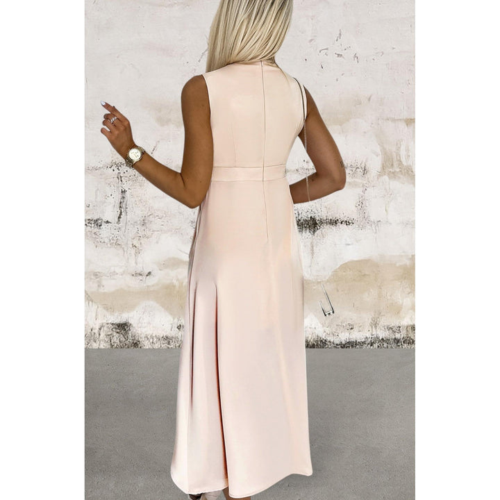 Levoire | Robe Midi Sans Manches À Décolleté En V Froncée Avec Fente