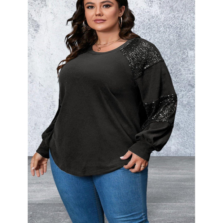 Levoire | Plus Size Paillettes Col Rond Manches Longues