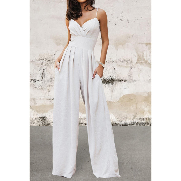 Levoire | Bretelles Spaghetti Taille Haute Pantalon Large Beige