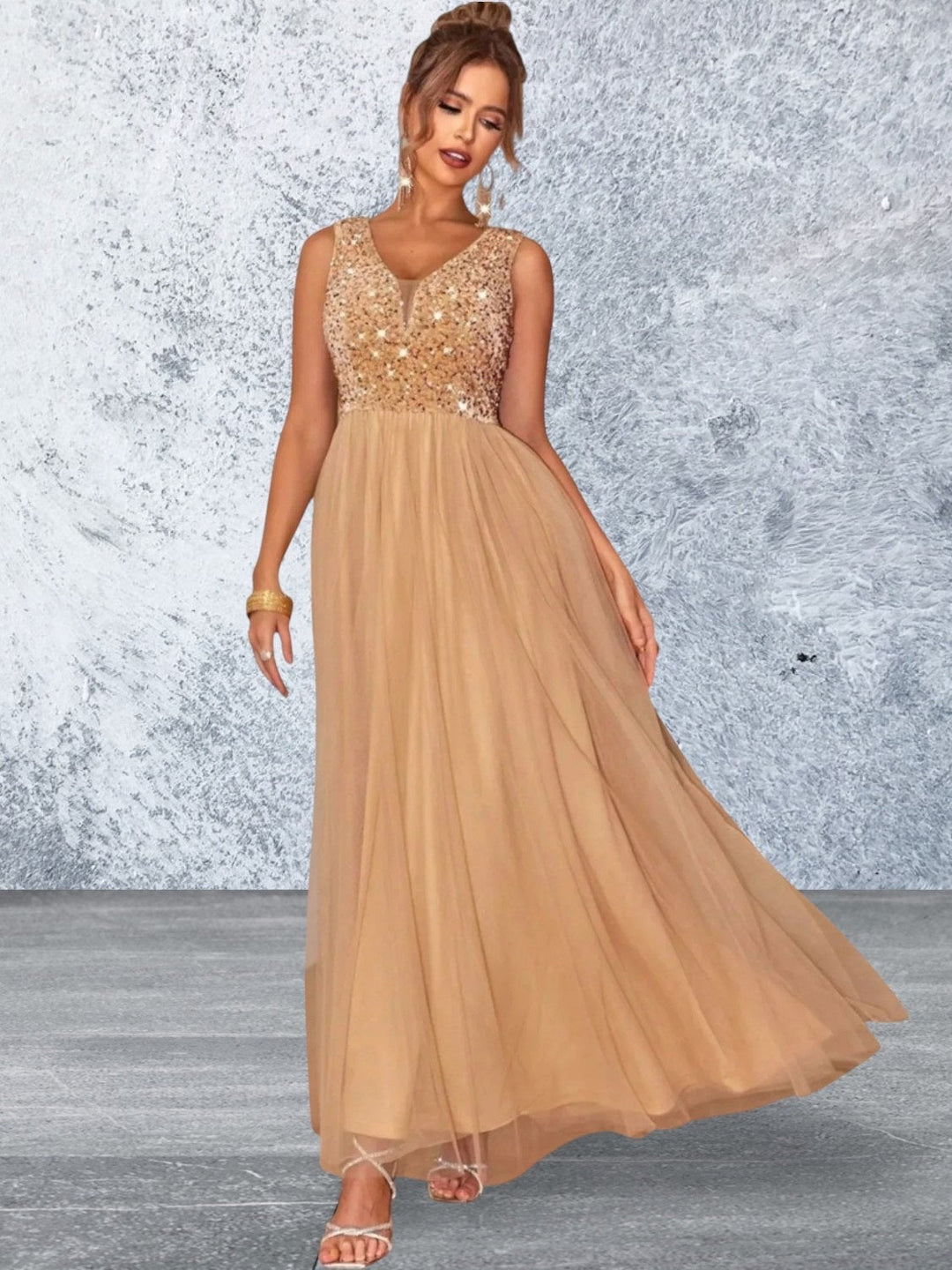 Levoire | Robe De Soirée Sans Manches À Paillettes Décolleté En V Tann