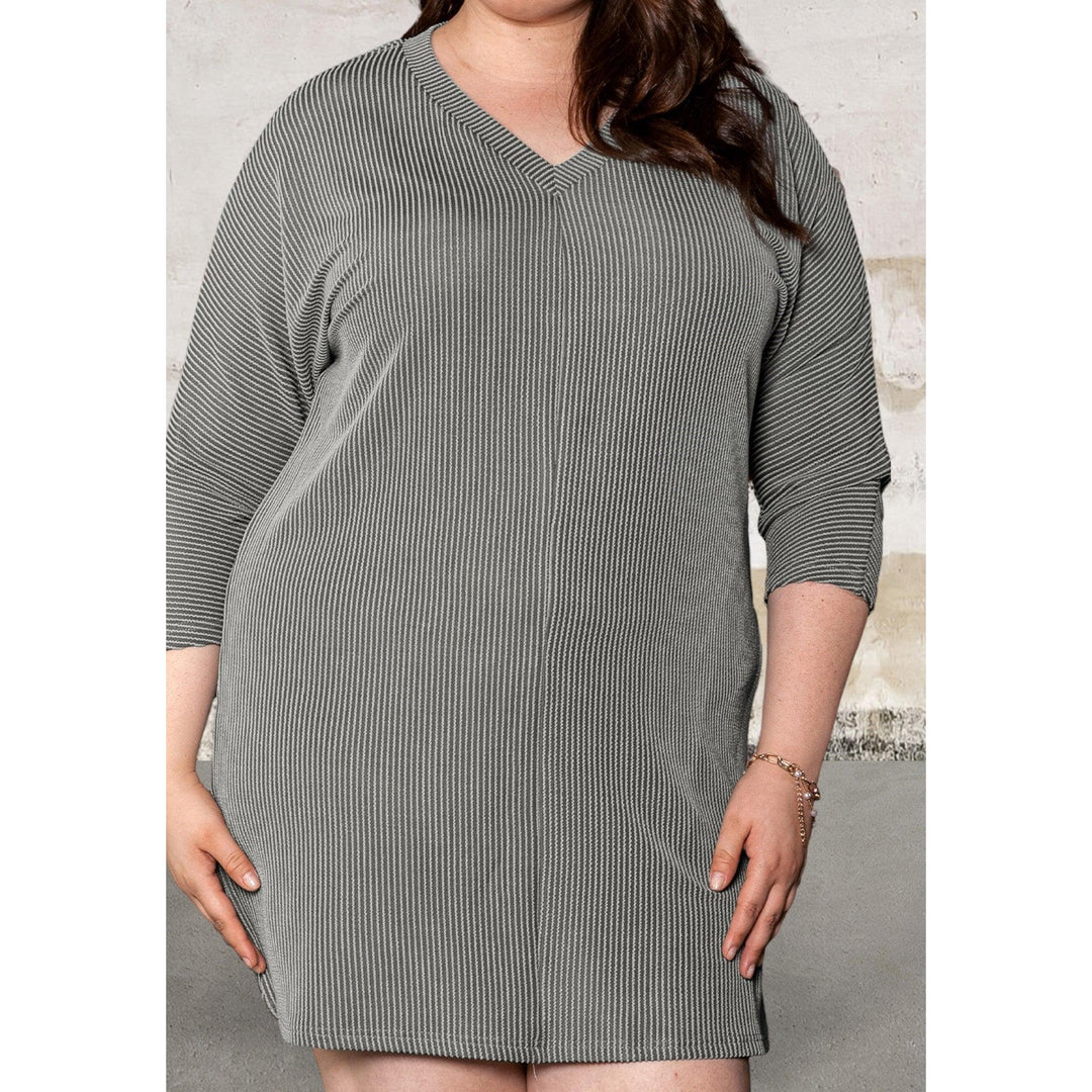 Levoire | Grande Taille Robe À Col V À Cordon À Manches ¾